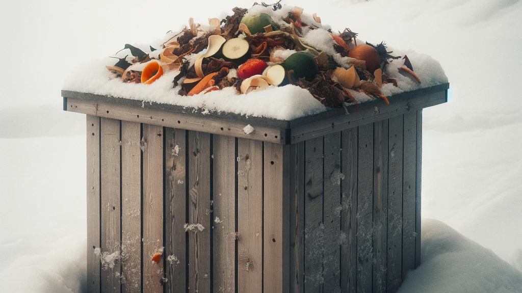 Compost pile in snow.