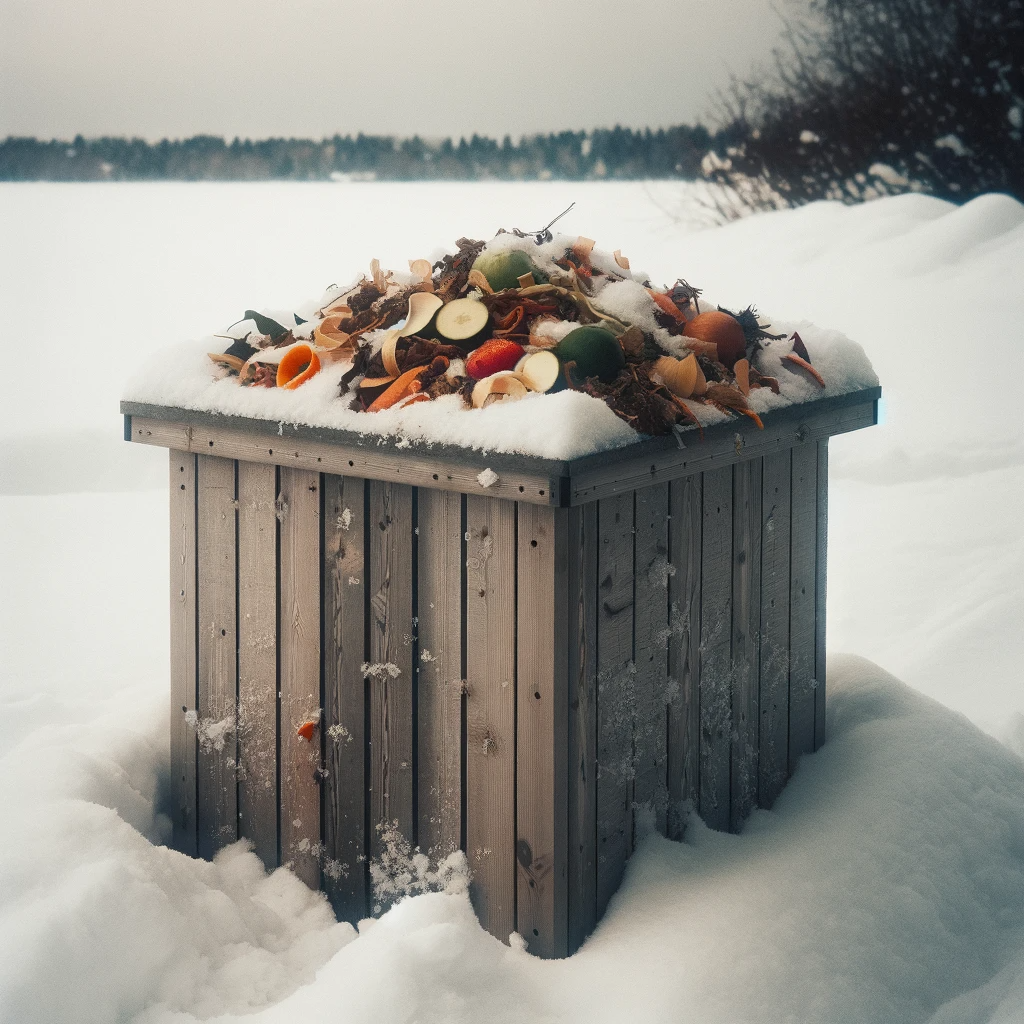 Compost pile in snow.