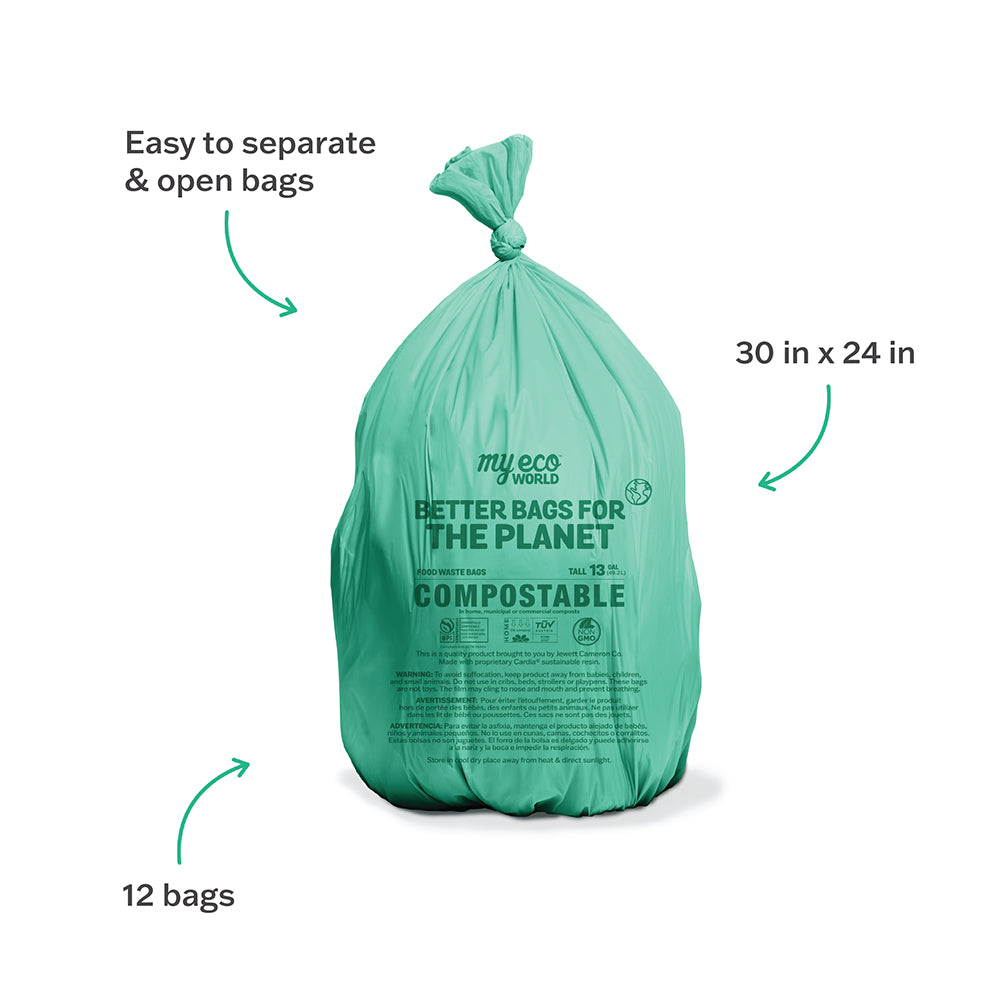 Bio Bag Compostable Small 3 Gallon Food Scraps Bags - Plastic, Foil &  Storage