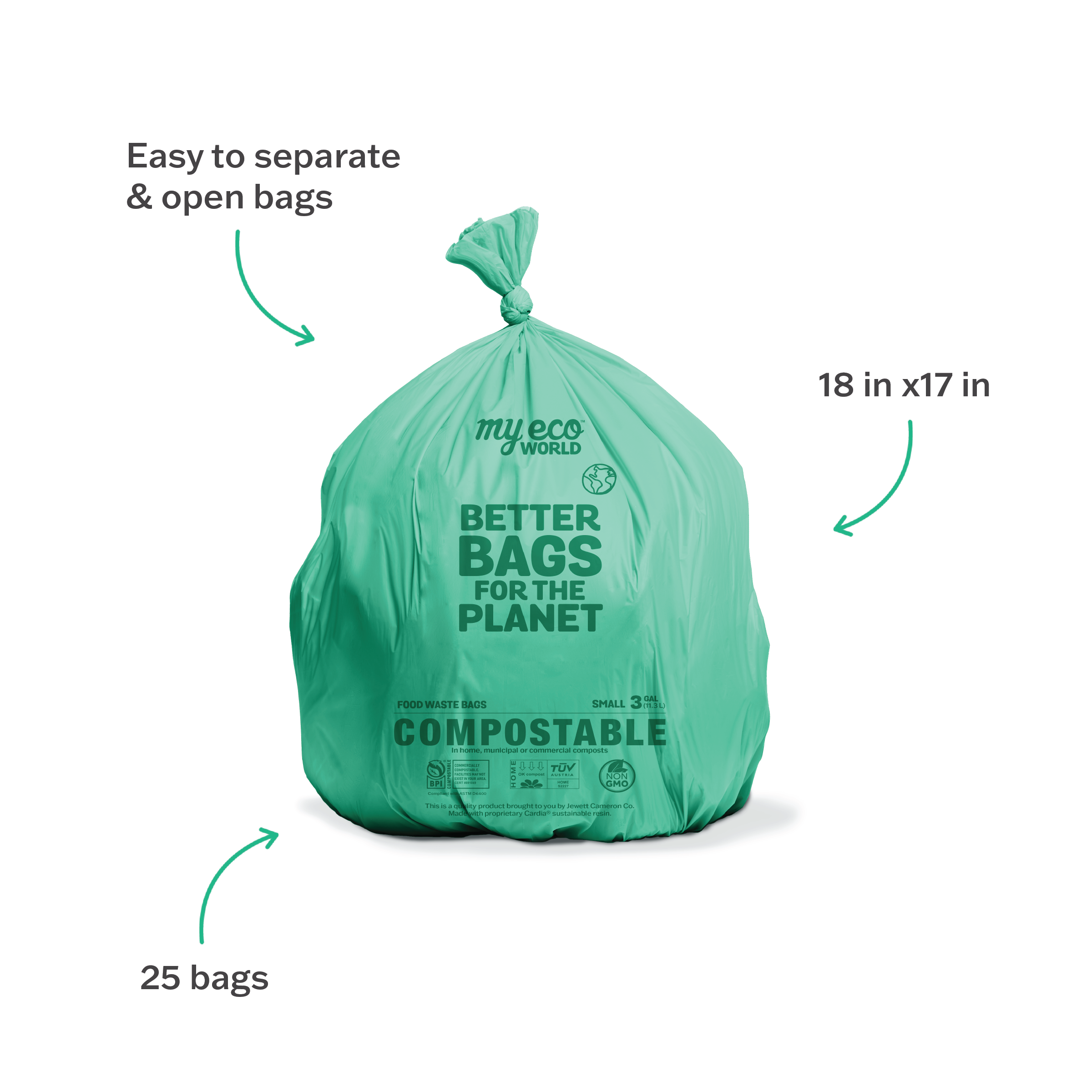 3L & 5L - 100 x doublures/sacs poubelles en papier compostable marron caddy