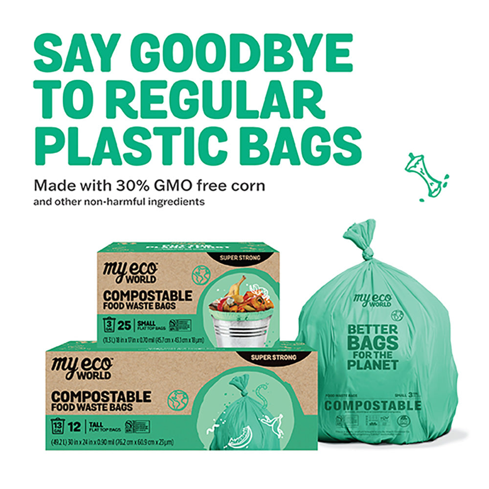MyEcoWorld 3Gal Compostable Bin Liners made from GMO-Free corn