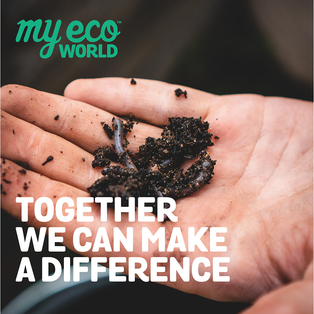 MyEcoWorld 3Gal Compostable Bin Liners - Worms in soil